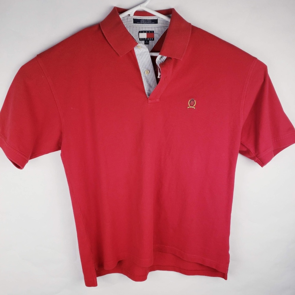 Tommy Hilfiger Essentials Red Polo with Crest